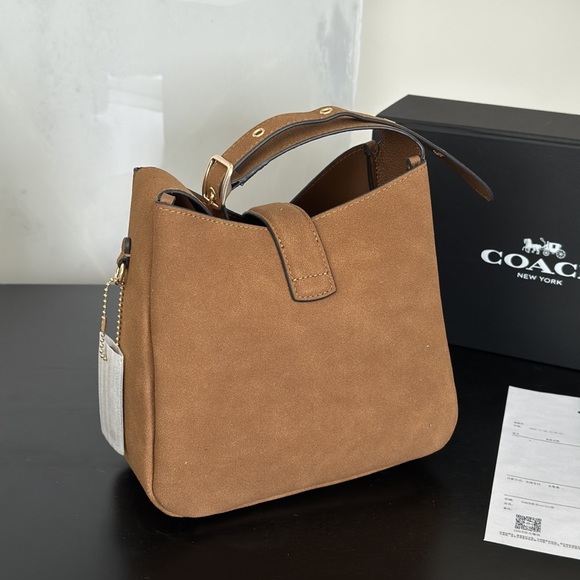 Coach Hadley Convertible Crossbody Bag Suede Brown CW004 - Picture 4 of 6